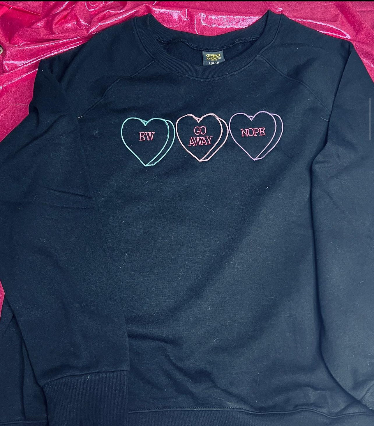 Candy Heart Valentine Embroidered Sweatshirt